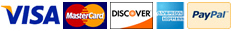 Visa, MasterCard, Discover, AMEX, PayPal